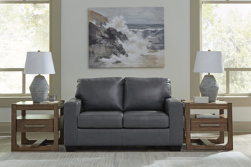 Mulan Leather Loveseat - Admiral