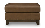 Benedict Leather Ottoman thumbnail 2