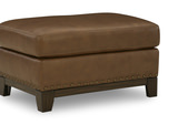 Benedict Leather Ottoman thumbnail 1