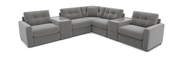 ModularOne 7 piece Sectional with 3 Power Reclining Chairs - Granite