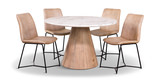 48″ Paros Travertine Table With 4 Aliki Taupe Chairs thumbnail 1