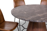 48″ Paros Lava Marble Table With 4 Aliki Chestnut Chairs thumbnail 3