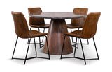 48″ Paros Lava Marble Table With 4 Aliki Chestnut Chairs thumbnail 2