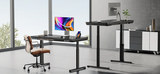 Ergo Black Galaxy Glass Power Lift Desk With Dual Monitor Arms thumbnail 2