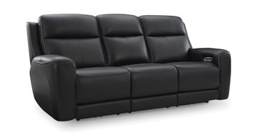 Campbell Power Leather Sofa - Onyx