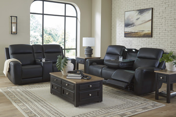 Campbell Power Loveseat With Console - Onyx