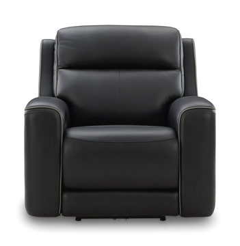 Campbell Leather Power Recliner -  Onyx