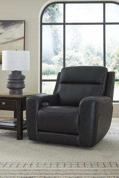 Campbell Leather Power Recliner -  Onyx
