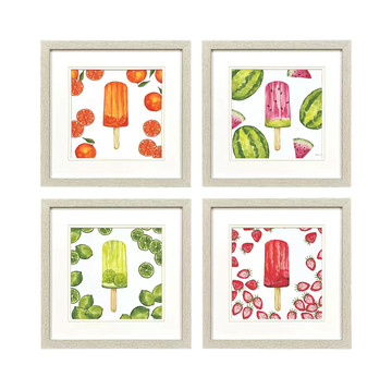 Fruity Popsicles Framed Art Set Of 4