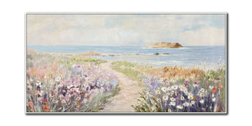 Blooming Coastline Canvas Framed Art