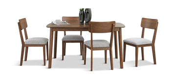 Ezra Table and 4 Side Chairs - Medium Brown