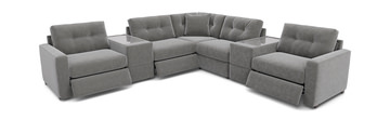 ModularOne 7 Piece Sectional With 3 Power Reclining Chairs - Graphite