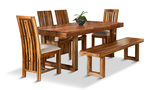 Preston Solid Wood Dining Table With 4 Chairs And Bench thumbnail 1