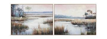 Gazing Egret Set Of 2 Framed Art