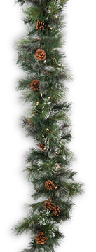 Oregon Pine 9′ Garland With Warm White LED Lights