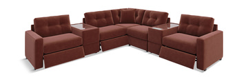 ModularOne 7 Piece Sectional With 3 Power Reclining Chairs - Merlot