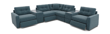 ModularOne 7 Piece Sectional With 3 Power Reclining Chairs - Teal