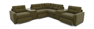ModularOne 7 Piece Sectional With 3 Power Reclining Chairs - Moss