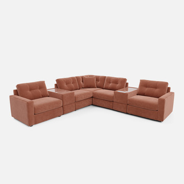 ModularOne 7 piece Sectional with 3 Power Reclining Chairs -  Cantaloupe 