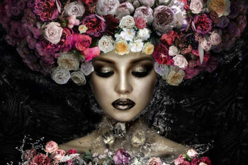 Aqua Floral Glass Art 