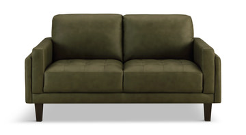 Whinny Leather Loveseat - Olive Green