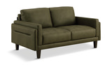 Whinny Leather Loveseat - Olive Green thumbnail 2