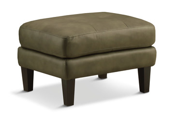 Whinny Leather Ottoman - Olive Green