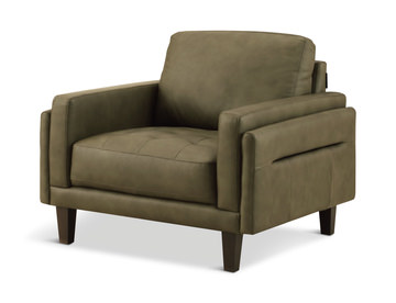 Whinny Leather Chair - Olive Green