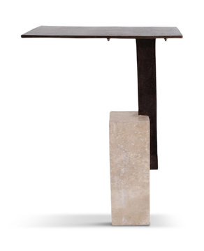 Travertine Block Accent Table