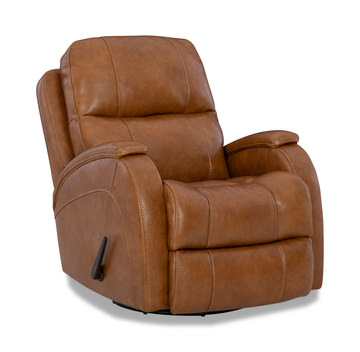 Phantom Leather Glider Recliner - Golden Crown Saddle Brown