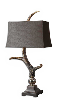 Stag Horn Dark Shade Table Lamp