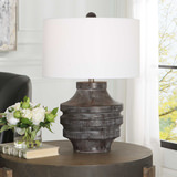 Timber Carved Wood Table Lamp thumbnail 2