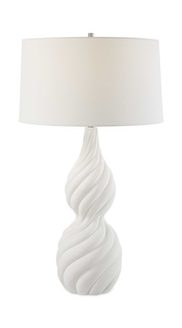 Twisted Swirl White Table Lamp