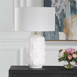 Emerie Textured White Table Lamp thumbnail 8
