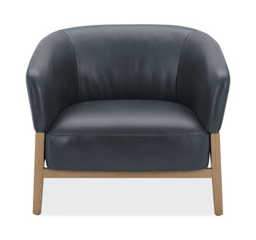 York Leather Accent Chair - Jet Black