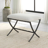 Brisby Gray Fabric Small Bench thumbnail 7