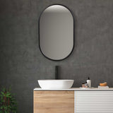 Varina Minimalist Black Oval Mirror thumbnail 6