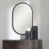 Varina Minimalist Black Oval Mirror thumbnail 7