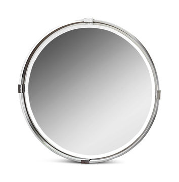 Tazlina Brushed Nickel Round Mirror