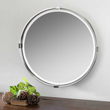 Tazlina Brushed Nickel Round Mirror thumbnail 4