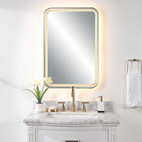 Crofton Lighted Brass Vanity Mirror thumbnail 10
