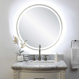 Crofton Lighted Brass Round Mirror thumbnail 14