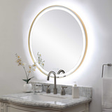 Crofton Lighted Brass Round Mirror thumbnail 16