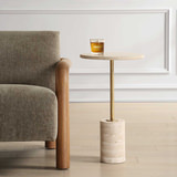 Malya Travertine Accent Table thumbnail 5