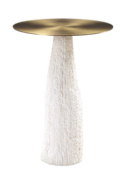 Hollen White Stone Accent Table