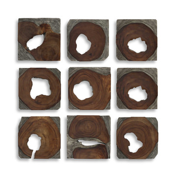 Jungle Wood Paneled Wall Art Set/9