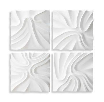Snowdrift Sculpted White Wall Decor Set/4