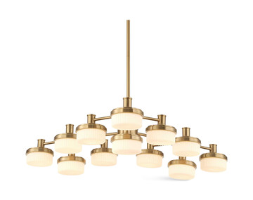 Wedge 12 Lt LED Brass Chandelier