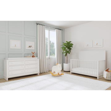 Keepsake 2-In-1 Crib, Dresser, Topper With Mattress - White