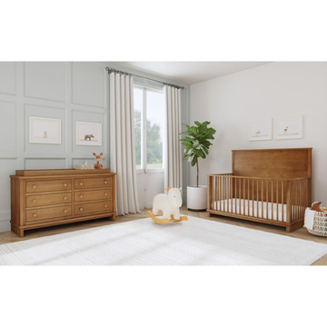 Keepsake 2-In-1 Crib, Dresser, Topper With Mattress - Brown